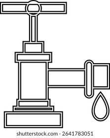 Manual Hand Pressure Pump Silhouette Icon, Water pump icons, Irrigation Vector Line art - Simple Thin Line Premium Quality Design Monochrome Elements, The pumping station where water is pumped