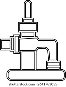 Manual Hand Pressure Pump Silhouette Icon, Water pump icons, Irrigation Vector Line art - Simple Thin Line Premium Quality Design Monochrome Elements, The pumping station where water is pumped