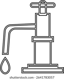 Manual Hand Pressure Pump Silhouette Icon, Water pump icons, Irrigation Vector Line art - Simple Thin Line Premium Quality Design Monochrome Elements, The pumping station where water is pumped