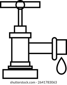Manual Hand Pressure Pump Silhouette Icon, Water pump icons, Irrigation Vector Line art - Simple Thin Line Premium Quality Design Monochrome Elements, The pumping station where water is pumped