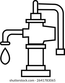 Manual Hand Pressure Pump Silhouette Icon, Water pump icons, Irrigation Vector Line art - Simple Thin Line Premium Quality Design Monochrome Elements, The pumping station where water is pumped