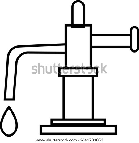 Manual Hand Pressure Pump Silhouette Icon, Water pump icons, Irrigation Vector Line art - Simple Thin Line Premium Quality Design Monochrome Elements, The pumping station where water is pumped