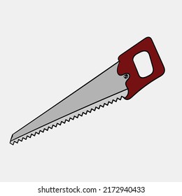 Manual Handsaw Vector Clipart Illustration with Gray Isolated Background