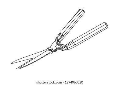 manual hedge trimmer contour vector illustration