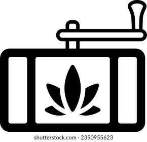 Manueller Hanf-Kreuzher-Vektorsymbol, Cannabis- und Marihuana-Symbol, Thc- und cbd-Zeichen, Stockillustration von Kräuterarzneimitteln, Handheld-Weed-Grinder-Konzept