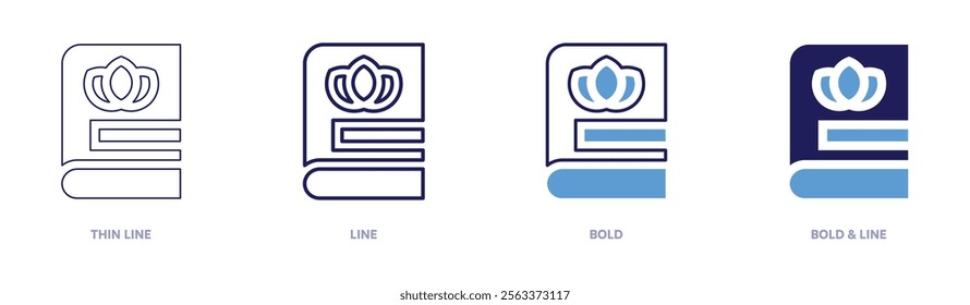 Manual icon in 4 different styles. Thin Line, Line, Bold, and Bold Line. Duotone style. Editable stroke.
