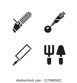 manual icon. 4 manual vector icons set. chainsaw, insecticide and tools icons for web and design about manual theme