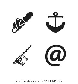 manual icon. 4 manual vector icons set. arroba, hammer drill and work tools icons for web and design about manual theme