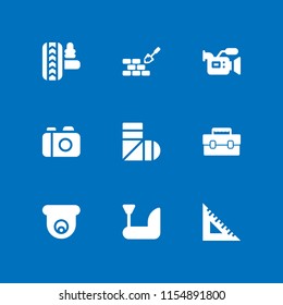 manual icon. 9 manual set with camera, plaster, construction and tools and tool box vector icons for web and mobile app