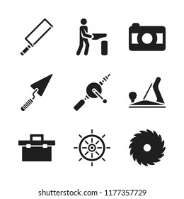 manual icon. 9 manual vector icons set. carpenter, trowel and tool box icons for web and design about manual theme