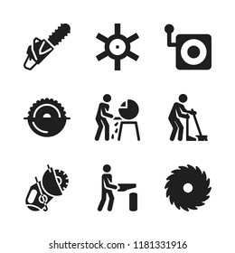manual icon. 9 manual vector icons set. carpenter, grinder and chainsaw icons for web and design about manual theme
