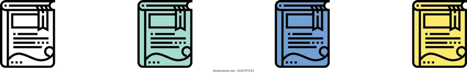 manual icon. Outline, Green, Blue and Yellow Style Design Isolated On White Background