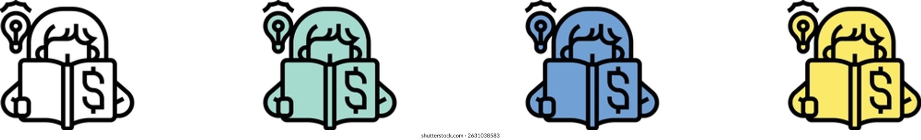 manual icon. Outline, Green, Blue and Yellow Style Design Isolated On White Background