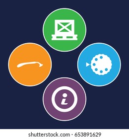 Manual icons set. set of 4 manual filled icons such as razor, cargo on palette, camera mode