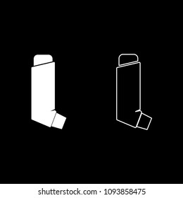 Manual inhaler icon set white color outline