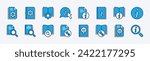 Manual instruction book icon set. User guide book icons. Containing information, guide, reference, help and support. Vector illustration