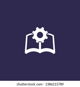 manual, instructions vector icon with book