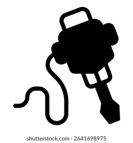 Manual jackhammer solid icon, making road concept. Vector graphics. Electric hammer instrument, construction sign on white background, style mobile or design