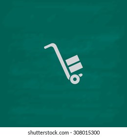 Manual Loader. Icon. Imitation Draw With White Chalk On Green Chalkboard. Flat Pictogram And School Board Background. Vector Illustration Symbol