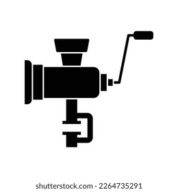 Diseño manual del icono del Grinder de carne. aislado en fondo blanco