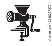 Manual meat grinder kitchen appliance silhouette icon with appliance silhouette preparation culinary cookingware domestic illustration isolated kitchenware accessory processing restaurant