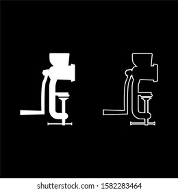 Manual mincer Meat grinder Vintage kitchen equipment Mill Shredder icon outline set white color vector illustration flat style image