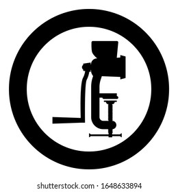 Manual mincer Meat grinder Vintage kitchen equipment Mill Shredder icon in circle round black color vector illustration flat style image