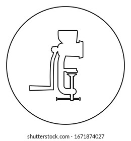 Manual mincer Meat grinder Vintage kitchen equipment Mill Shredder icon in circle round outline black color vector illustration flat style image