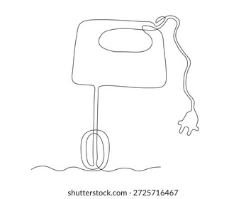 Manueller Mixer, abstrakter, durchgehender, einzeiliger Kunstdruck, handgezeichnete Skizze, Logo auf weißem Hintergrund