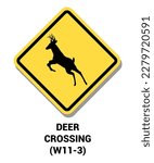 Manual On Uniform Traffic Control Device ( MUTCD ) DEER CROSSING , United States Road Symbol Sign with description 