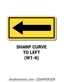 Manual On Uniform Traffic Control Device Sharp Curve To Left Road Sign Symbol