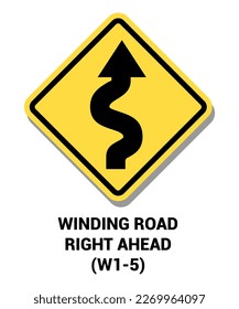 Manual On Uniform Traffic Control Device Winding Road Right Ahead Road Sign Symbol