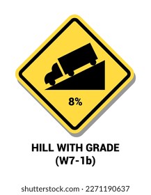 Manual On Uniform Traffic Control Device ( MUTCD ) HILL WITH GRADE , United States Road Symbol Sign with description 