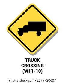 Manual on Uniform Traffic Control Device ( MUTCD ) TRUCK CROSSING , Signo de símbolo de carretera de Estados Unidos con descripción 