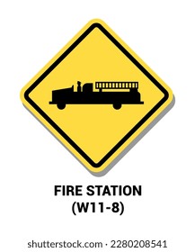 Manual on Uniform Traffic Control Device ( MUTCD ) FIRE STATION , Signo de símbolo de carretera de Estados Unidos con descripción 