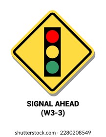 Manual on Uniform Traffic Control Device ( MUTCD ) SIGNAL AHEAD , Signo de símbolo de carretera de Estados Unidos con descripción 