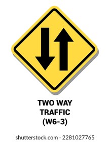 Manual On Uniform Traffic Control Device ( MUTCD ) TWO WAY TRAFFIC , United States Road Symbol Sign with description 