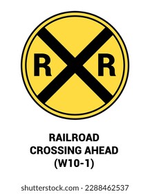 Manual sobre el dispositivo uniforme de control de tráfico ( MUTCD ) RAIL ROAD CROSSAHEAD , Signo de símbolo de carretera de los Estados Unidos con descripción 