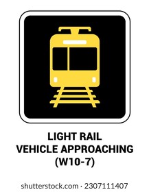 Manual sobre el dispositivo uniforme de control de tráfico ( MUTCD ) VEHÍCULO DE FERROCARRIL LUZ APROXIMADO , Signo de símbolo de carretera de los Estados Unidos con descripción 