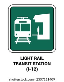 Manual en dispositivo uniforme de control de tráfico ( MUTCD ) LUZ ESTACIÓN DE TRÁNSITO DE FERROCARRIL , Signo de símbolo de carretera de Estados Unidos con descripción 