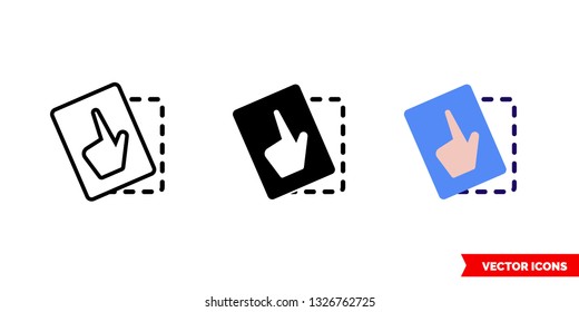 Manual page rotation icon of 3 types: color, black and white, outline. Isolated vector sign symbol.