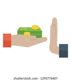 Manual payment stop flat icon design 