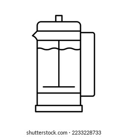 manual press coffee tool line icon vector. manual press coffee tool sign. isolated contour symbol black illustration