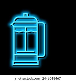 manual press coffee tool neon light sign vector. manual press coffee tool illustration