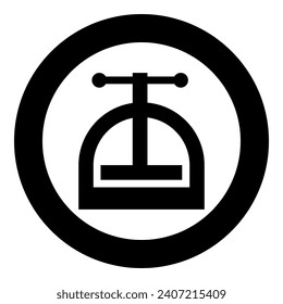 Manual press icon in circle round black color vector illustration image solid outline style