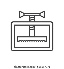 Manual press machine line icon, outline vector sign, linear style pictogram isolated on white. Compress symbol, logo illustration. Editable stroke. Pixel perfect graphics