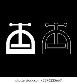 Manual press set icon white color vector illustration image solid fill outline contour line thin flat style