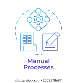 Manual processes blue gradient concept icon. Accounting workflow. Business, corporate. Round shape line illustration. Abstract idea. Graphic design. Easy to use in infographic, presentation