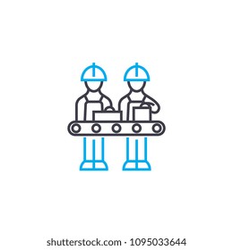 Manual production linear icon concept. Manual production line vector sign, symbol, illustration.