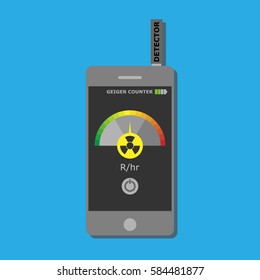 Manual radiometer verification of radiation contamination. Flat vector illustration. Design element. Compact sensor. Measurement of radiation levels.